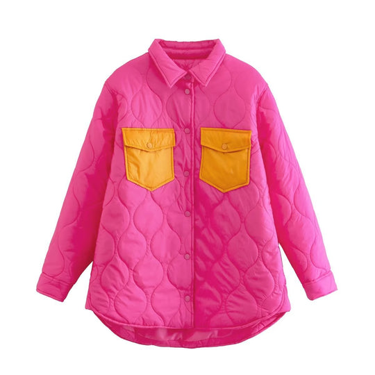 Damen gesteppte Übergangsjacke mit auffälligen Taschen und modischem Schnitt EB