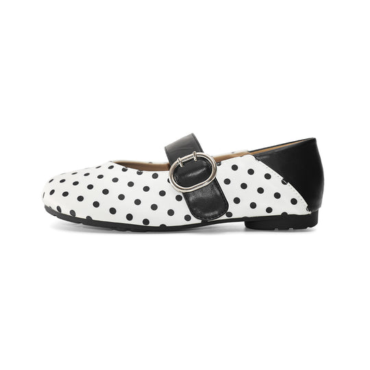 Damen Ballerinas mit modischem Gurt und Punkte-Design EB
