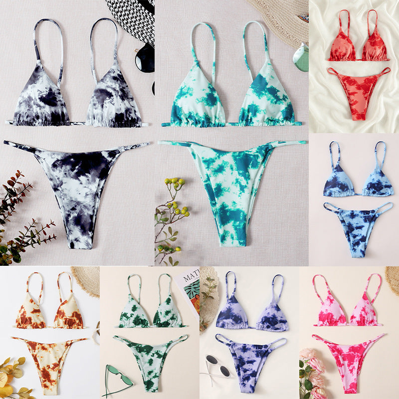 Damen Triangel-Bikini mit verstellbaren Trägern und Raffungen EB