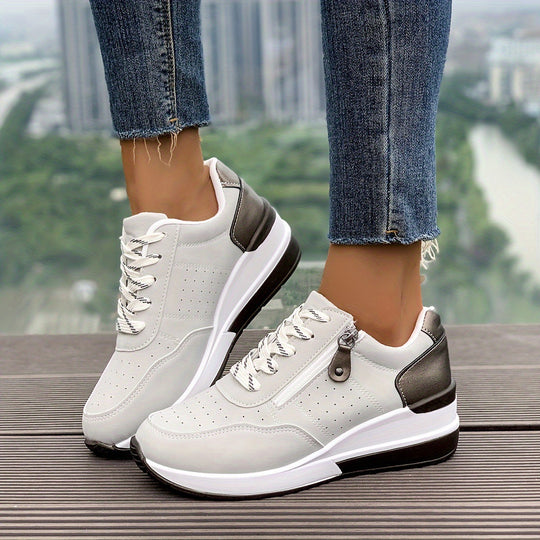 Damen Komfortable Sneaker mit Reißverschluss EB