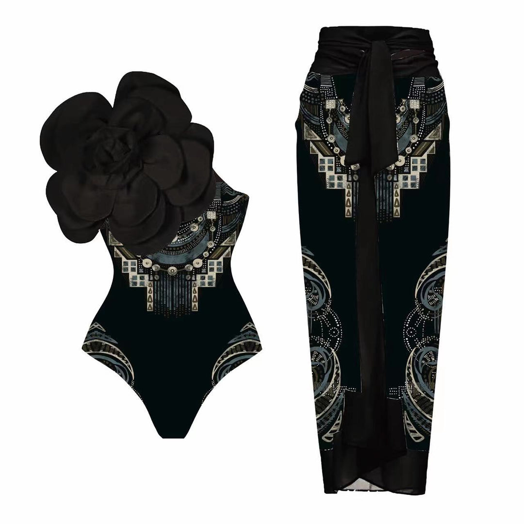 Damen Einteiler Badeanzug mit floralem 3D-Design EB