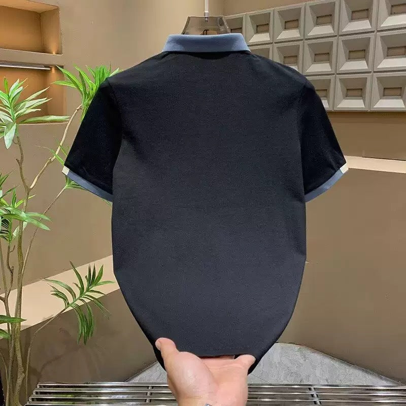 Herren Poloshirt mit Kontrastkragen und feiner Struktur EB