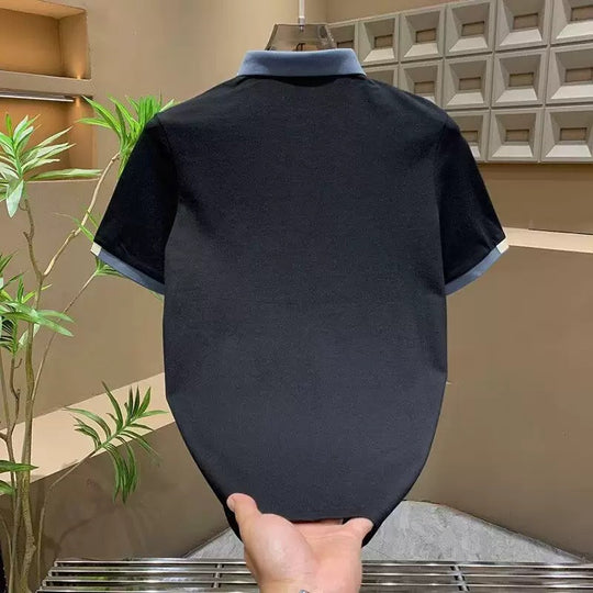 Herren Poloshirt mit Kontrastkragen und feiner Struktur EB