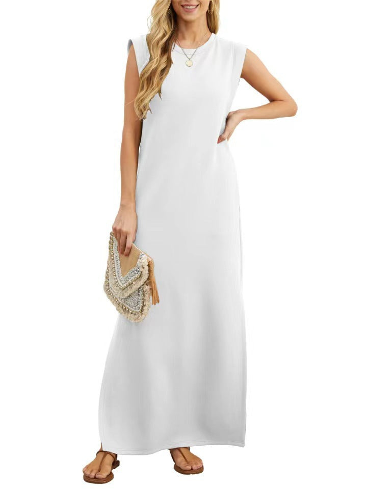 Damen Maxikleid mit modernen Schulterdetails und fließendem Schnitt EB