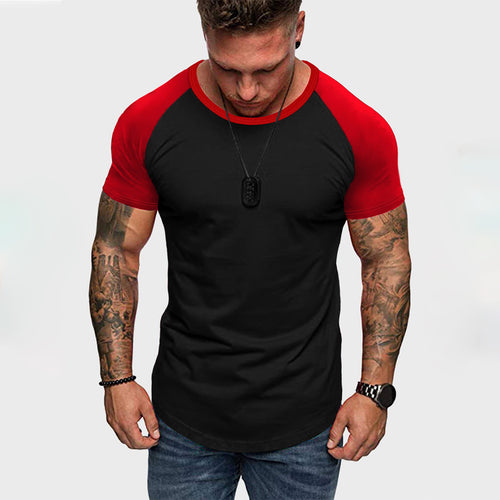 Herren Rundhalsshirt mit kontrastierenden Ärmeln und figurbetonter Passform EB