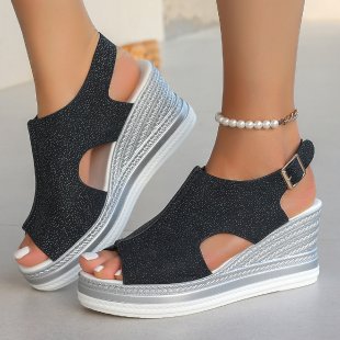 Damen Wedge-Pantoletten mit floralem Design und komfortablem Fußbett EB 1782111804