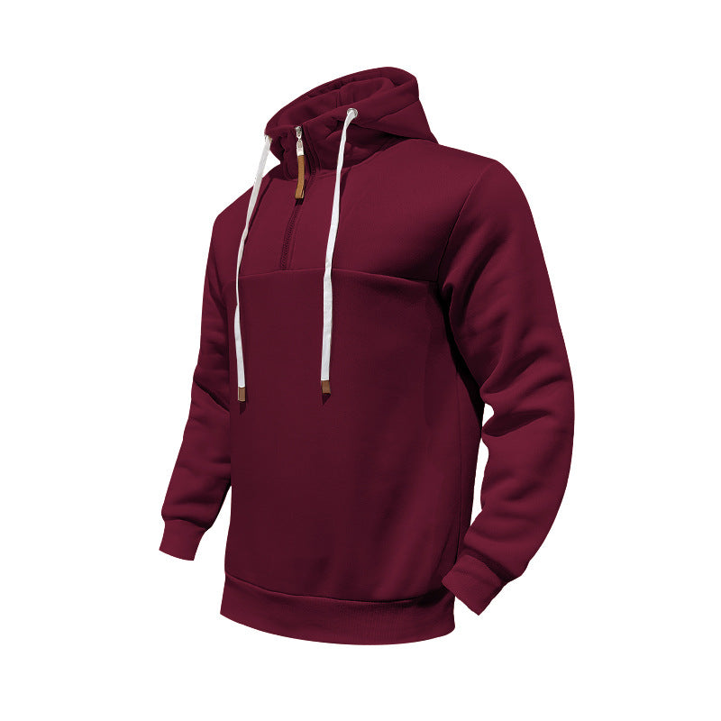 Herren Kapuzensweater mit halbem Reißverschluss und modernem Schnitt EB