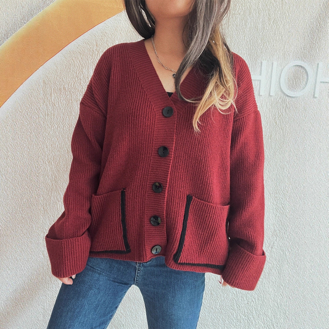 Damen Strickjacke mit eleganten Taschen und strukturiertem Design EB