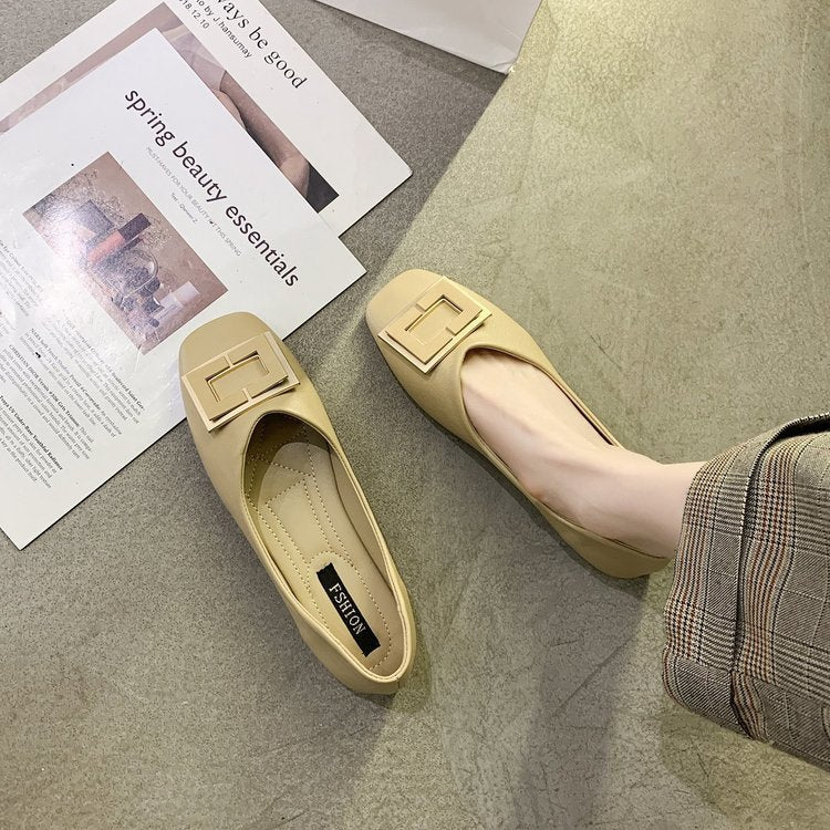 Damen elegante Ballerinas mit modischem Schnallenakzent EB