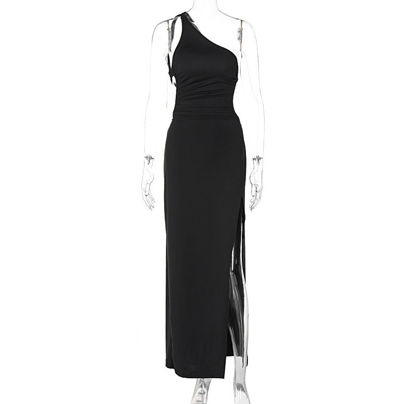 Damen Maxi-Kleid mit asymmetrischem Ausschnitt und eleganten Teilungsnähten EB