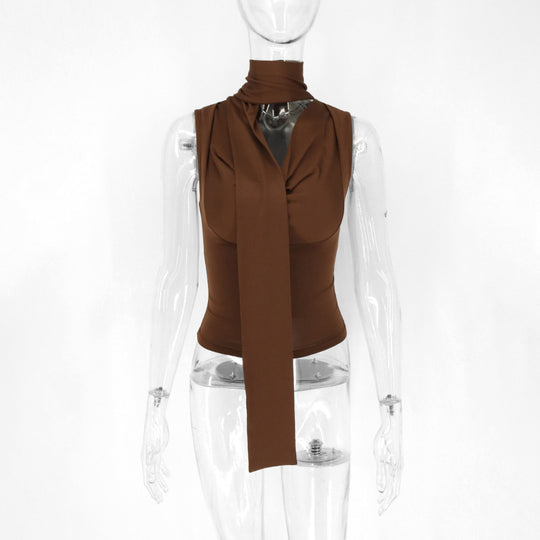 Damen Elegantes Oberteil mit modischem Schal-Design EB