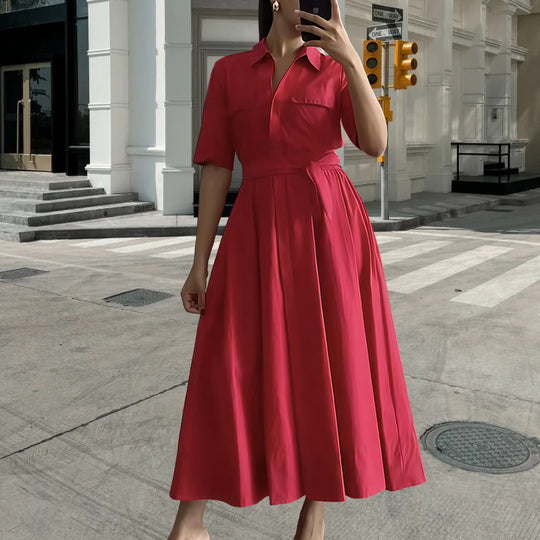 Damen Hemdkleid mit tailliertem Gürtel und klassischen Details EB