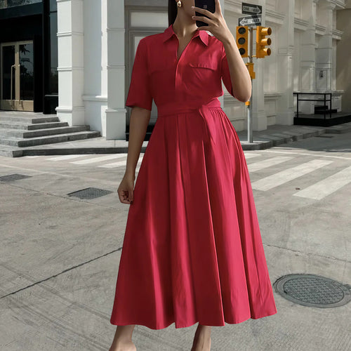 Damen Hemdkleid mit tailliertem Gürtel und klassischen Details EB
