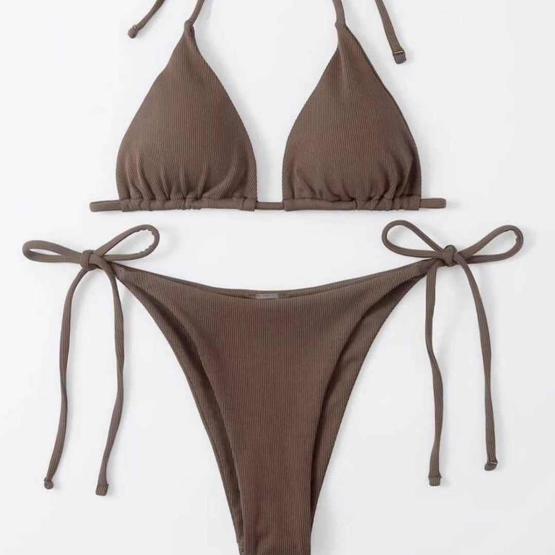 Damen Triangel-Bikini mit verstellbaren Bändern und raffinierten Schnürdetails EB