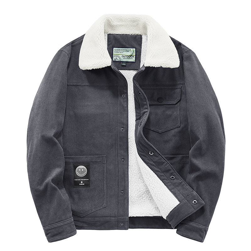 Herren Cordjacke mit Teddyfutter und Druckknopfleiste EB