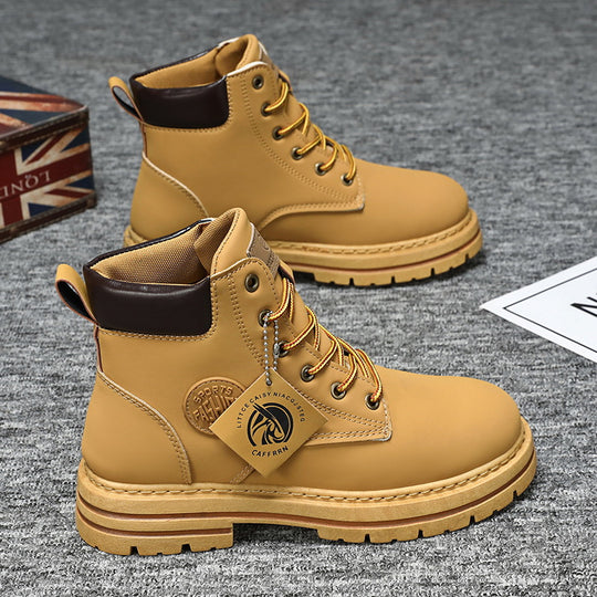 Herren Schnürstiefel aus hochwertigem Leder mit dicker Sohle EB