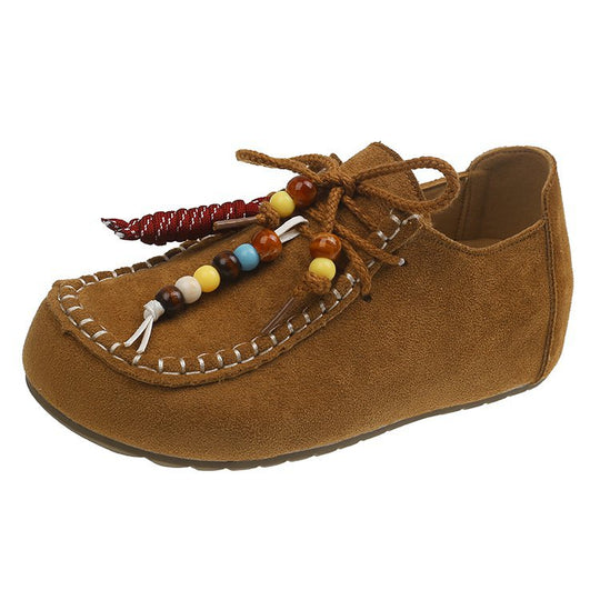 Damen Mokassins mit dekorativen Perlen und weichem Wildleder EB