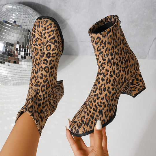 Damen nan knöchelhohe Veloursoptik-Stiefelette mit mittelhohem Blockabsatz und schlanker Vorderkappe EB