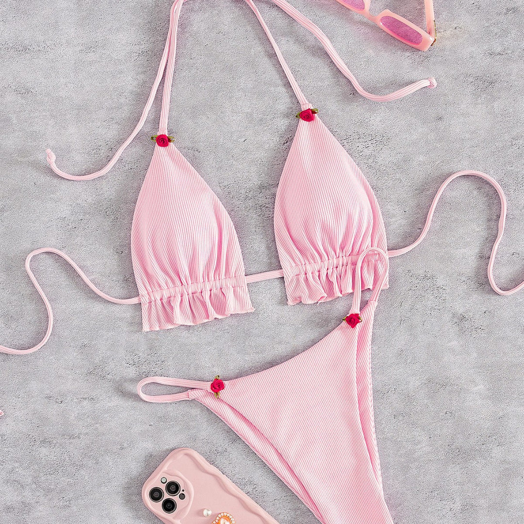 Damen Triangel-Bikini mit verspielt gerafftem Schnitt EB