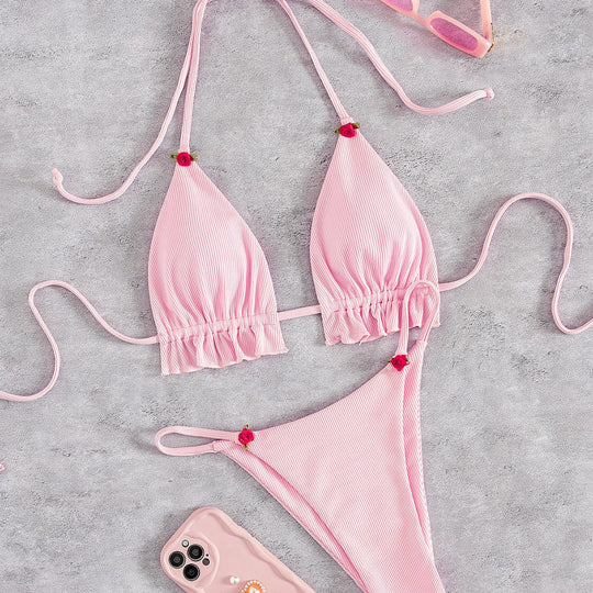 Damen Triangel-Bikini mit verspielt gerafftem Schnitt EB