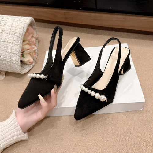 Damen Slingback Pumps mit eleganter Perlenverzierung EB