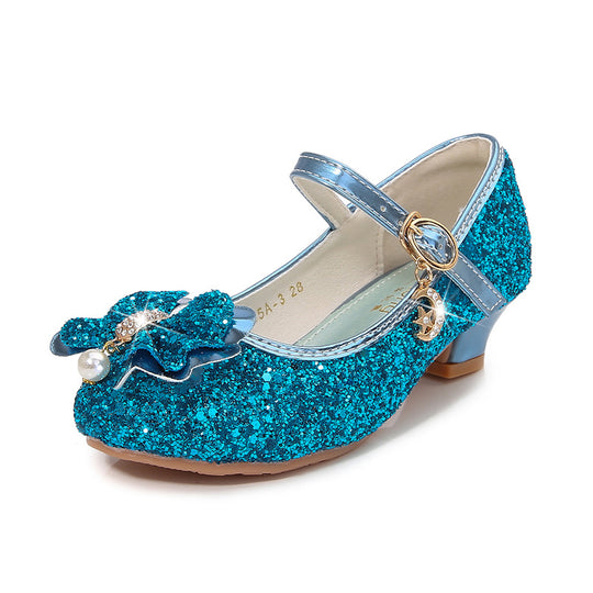 Mädchen Glitzernde Ballerinas mit Schleifenapplikation EB