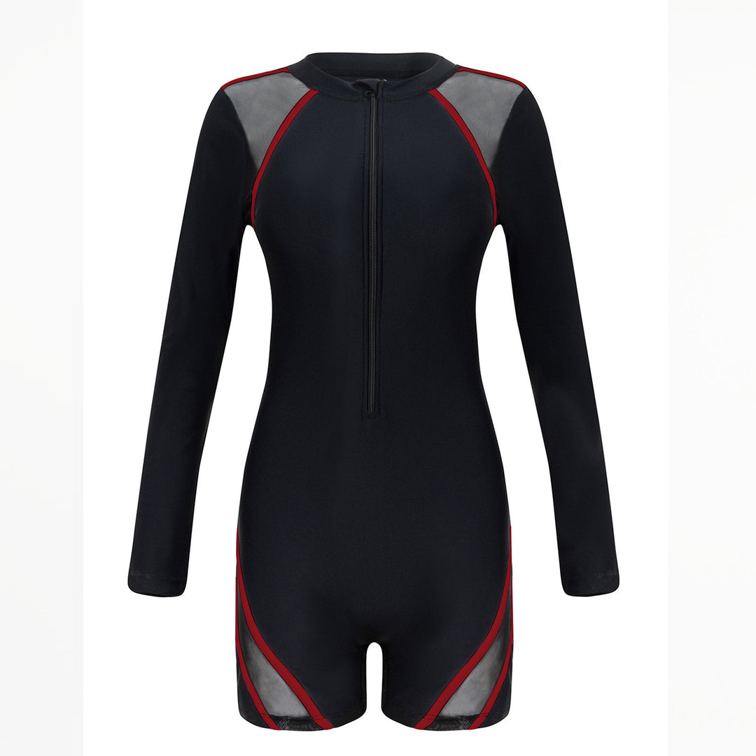 Damen Sportlicher Langarm-Schwimmanzug mit atmungsaktiven Netz Einsätzen EB