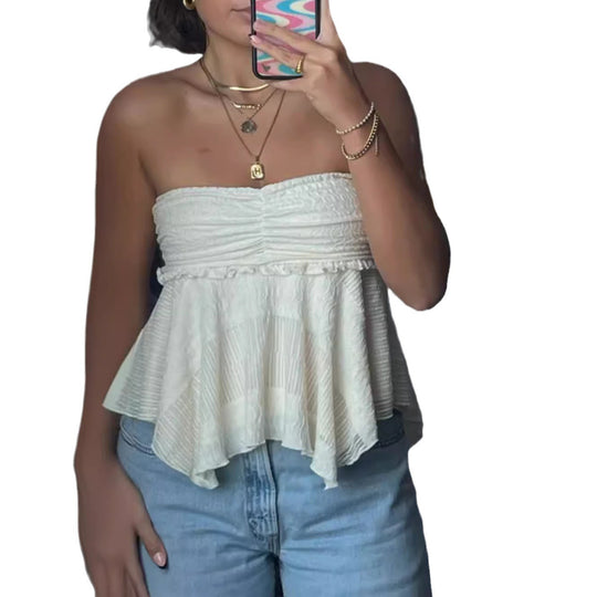 Damen luftiges Top mit Rüschendetail EB