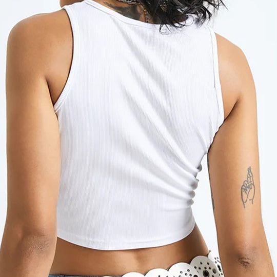 Damen Crop-Top mit kreativem Fotodruck und figurschmeichelndem Schnitt EB