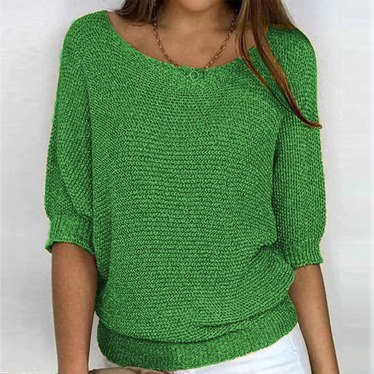 Damen nan legerer kastiger Feinstrickpullover mit weitem Ausschnitt EB