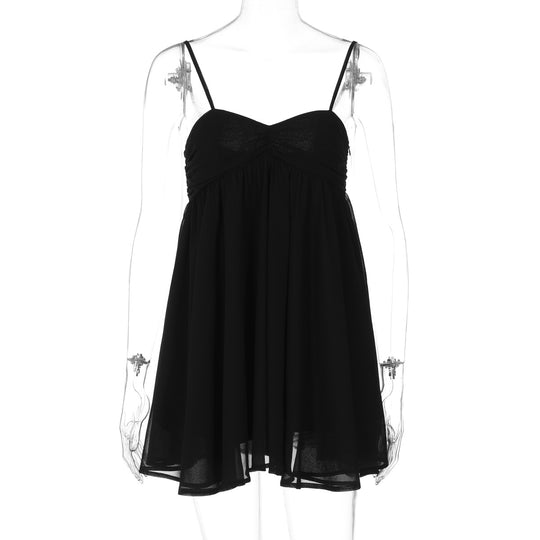Damen Sommerliches Minikleid mit zarten Spaghettiträgern und schwingendem Rock EB