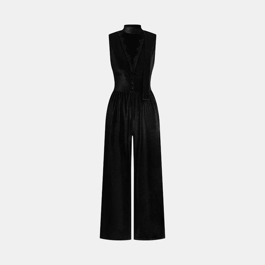 Damen Elegante und vielseitige Jumpsuit mit weitem Beinen EB