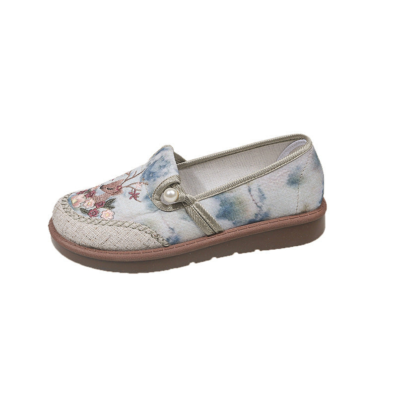 Damen modische Hausschuhe mit stilvollem Blumenornament und elastischem Gummizug EB