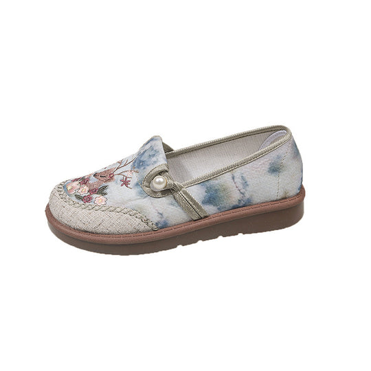Damen modische Hausschuhe mit stilvollem Blumenornament und elastischem Gummizug EB