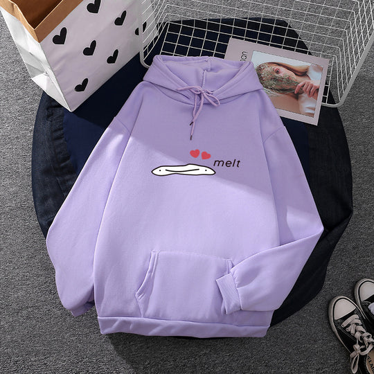 Damen nan Kapuzenpullover mit minimalistischer Grafik, lockerer Oversize-Passform und Kängurutasche EB