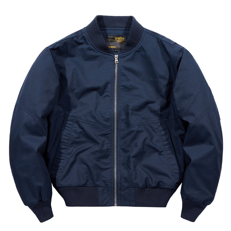 Men's  water-resistant commuter bomber jacket with metal front zip ribbed trims and angled welt pockets EB
