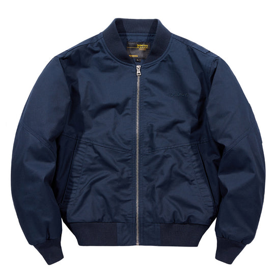 Men's  water-resistant commuter bomber jacket with metal front zip ribbed trims and angled welt pockets EB