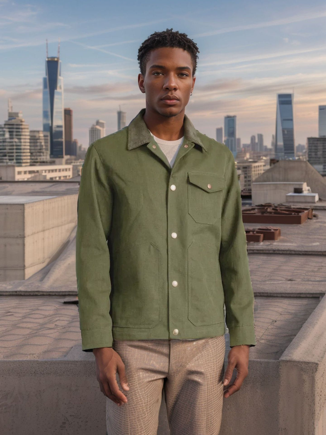 Herren lässige Baumwolljacke im Worker-Stil EB