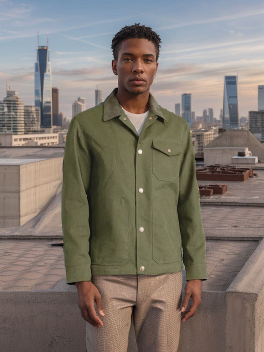 Herren lässige Baumwolljacke im Worker-Stil EB
