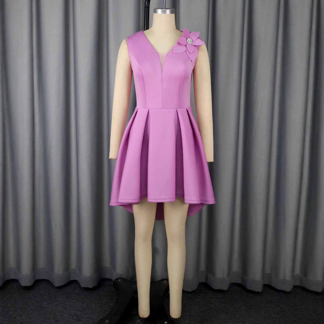 Damen festliches A-Linien Kleid mit floralem Akzent EB