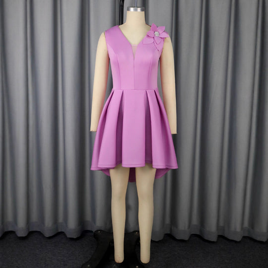 Damen festliches A-Linien Kleid mit floralem Akzent EB