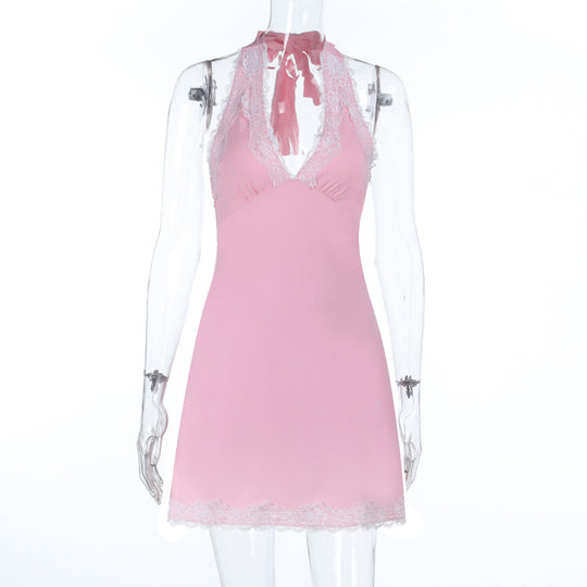Damen verführerisches Spitzen-Halterkleid EB