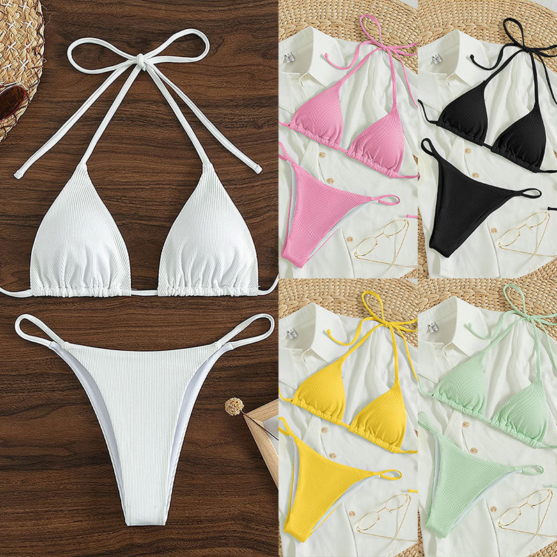 Damen Triangel-Bikini mit feiner Rippstruktur EB