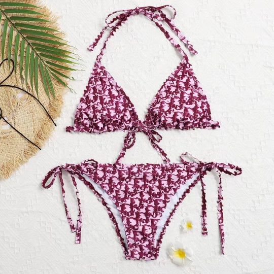 Damen Triangel-Bikini mit floralem Rüschendesign EB