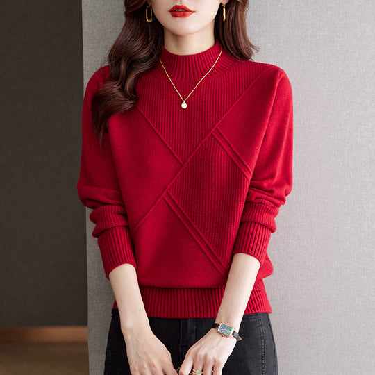 Damen eleganter Pullover mit strukturiertem Rippdesign EB
