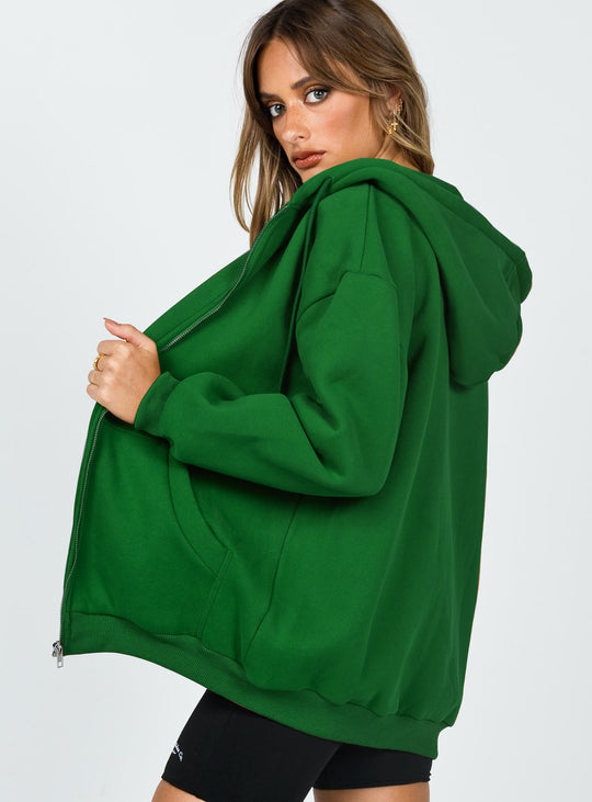 Damen nan lässige Zip-Hoodie-Jacke im Boxy-Cut mit überschnittener Schulter, verdecktem Tunnelzug und großen Kängurutaschen EB