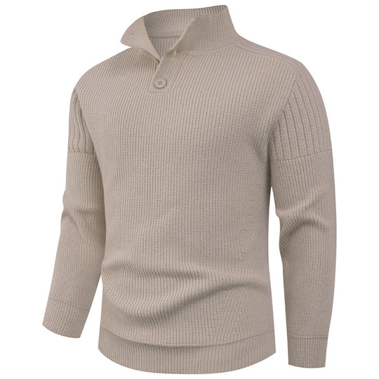 Herren Strickpullover mit hohem Kragen und Knopfdetails EB