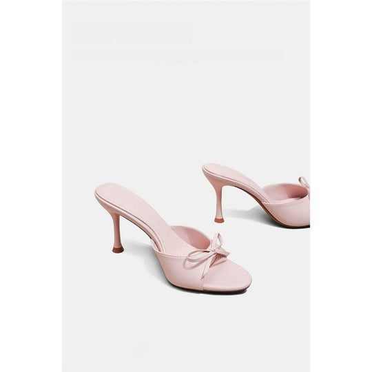 Damen elegante Mules mit zierlichem Schleifendetail EB
