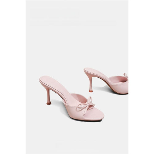 Damen elegante Mules mit zierlichem Schleifendetail EB