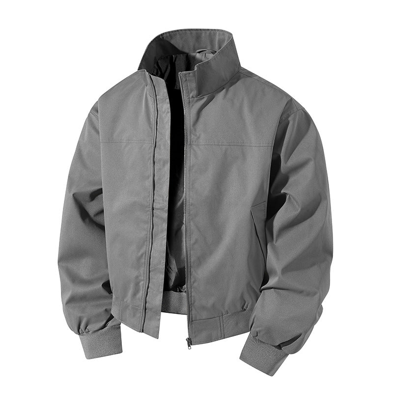 Herren kurz geschnittener Blouson mit Stehkragen und geripptem Saum EB